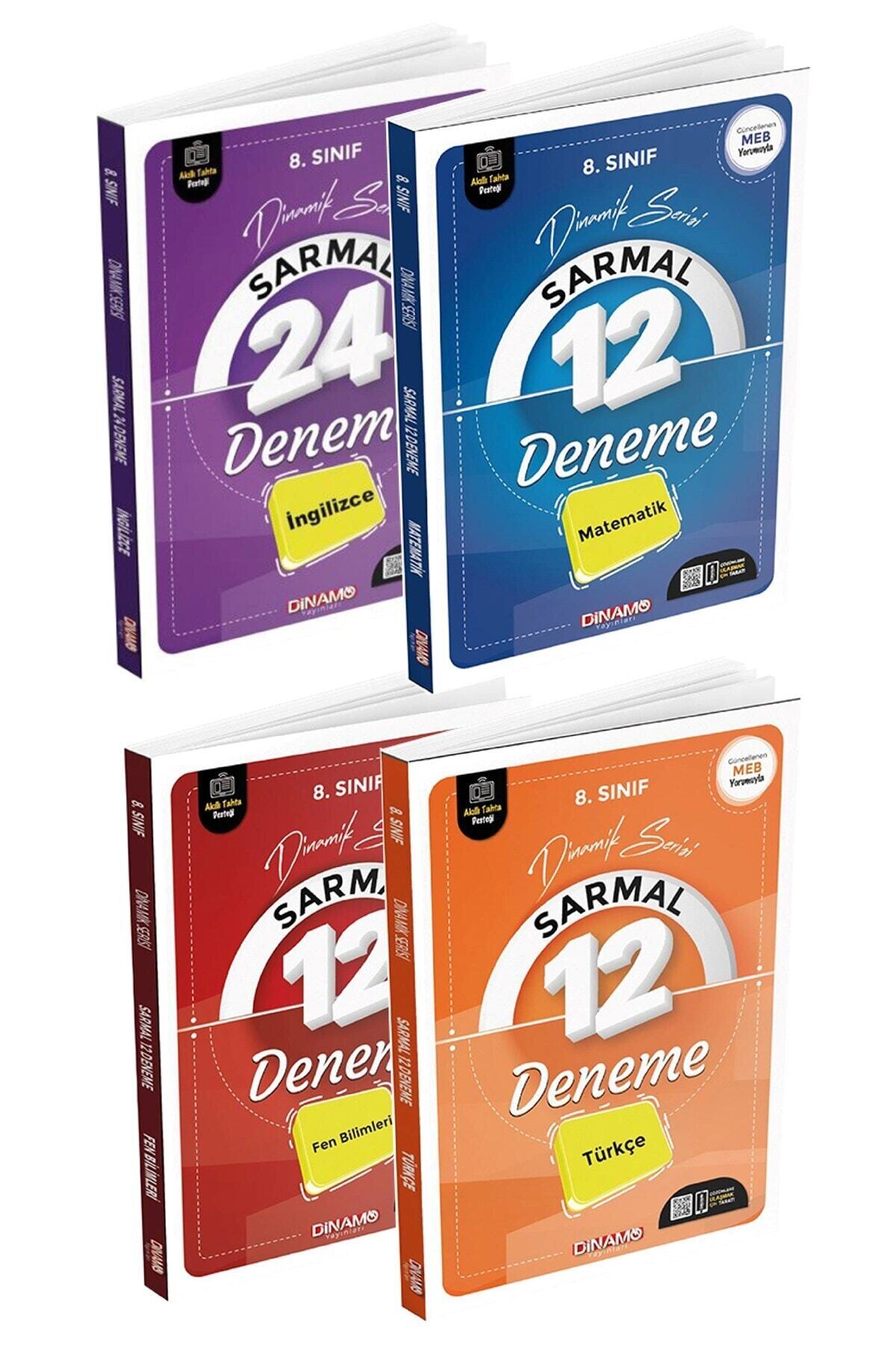Dinamo Yayınları 2022 8. Sınıf Ingilizce, Matematik, Fen Bilimleri, Türkçe Sarmal Denemeler 4 Kitap