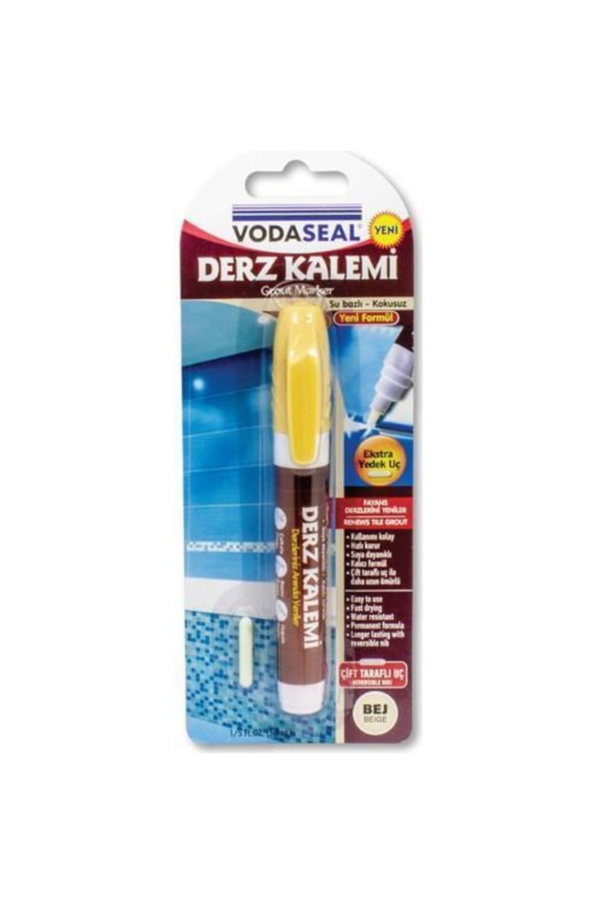 Ennalbur Vodaseal Çift Uçlu Su Bazlı Kokusuz Kalıcı Derz Kalemi Bej