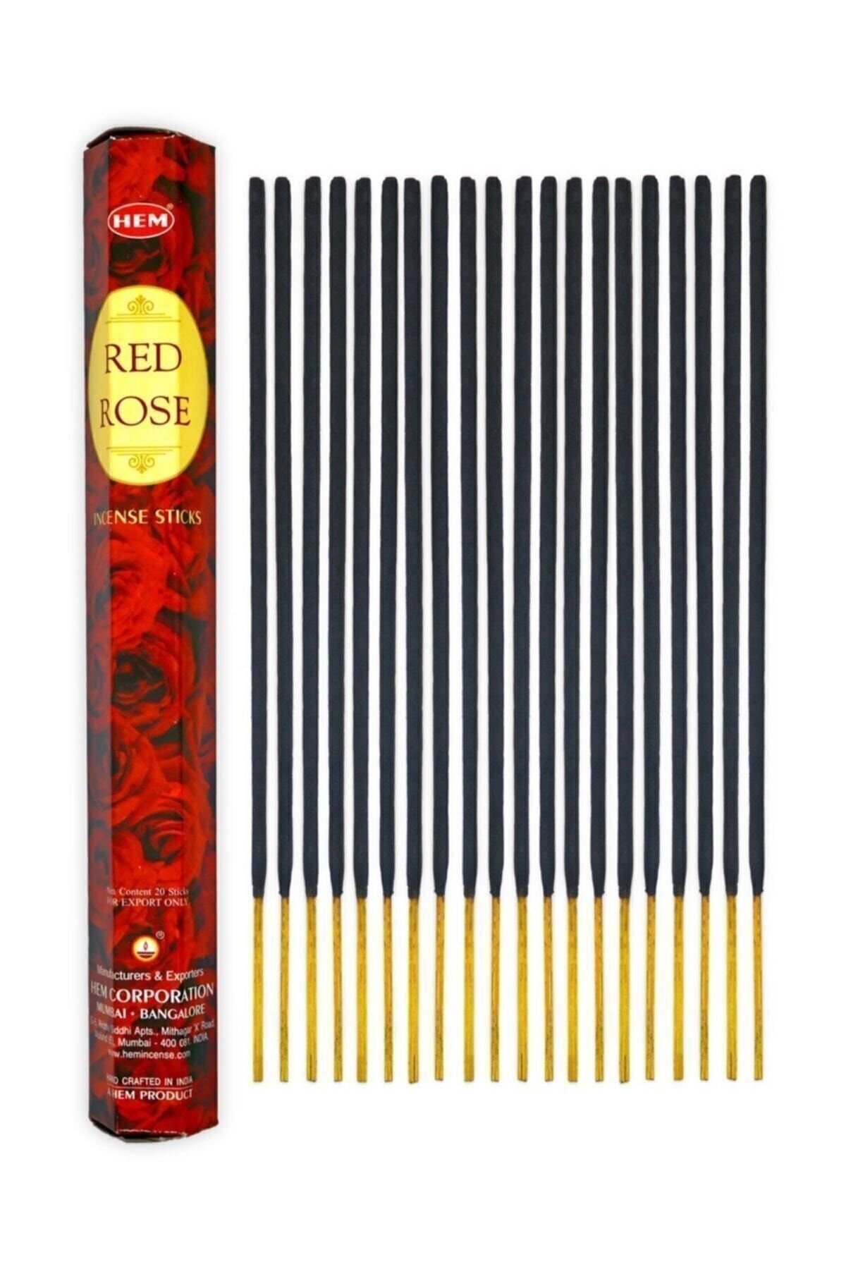 Hem Tütsü Hem Kırmızı Gül Kokulu 20 Çubuk Tütsü - Red Rose Incense Sticks