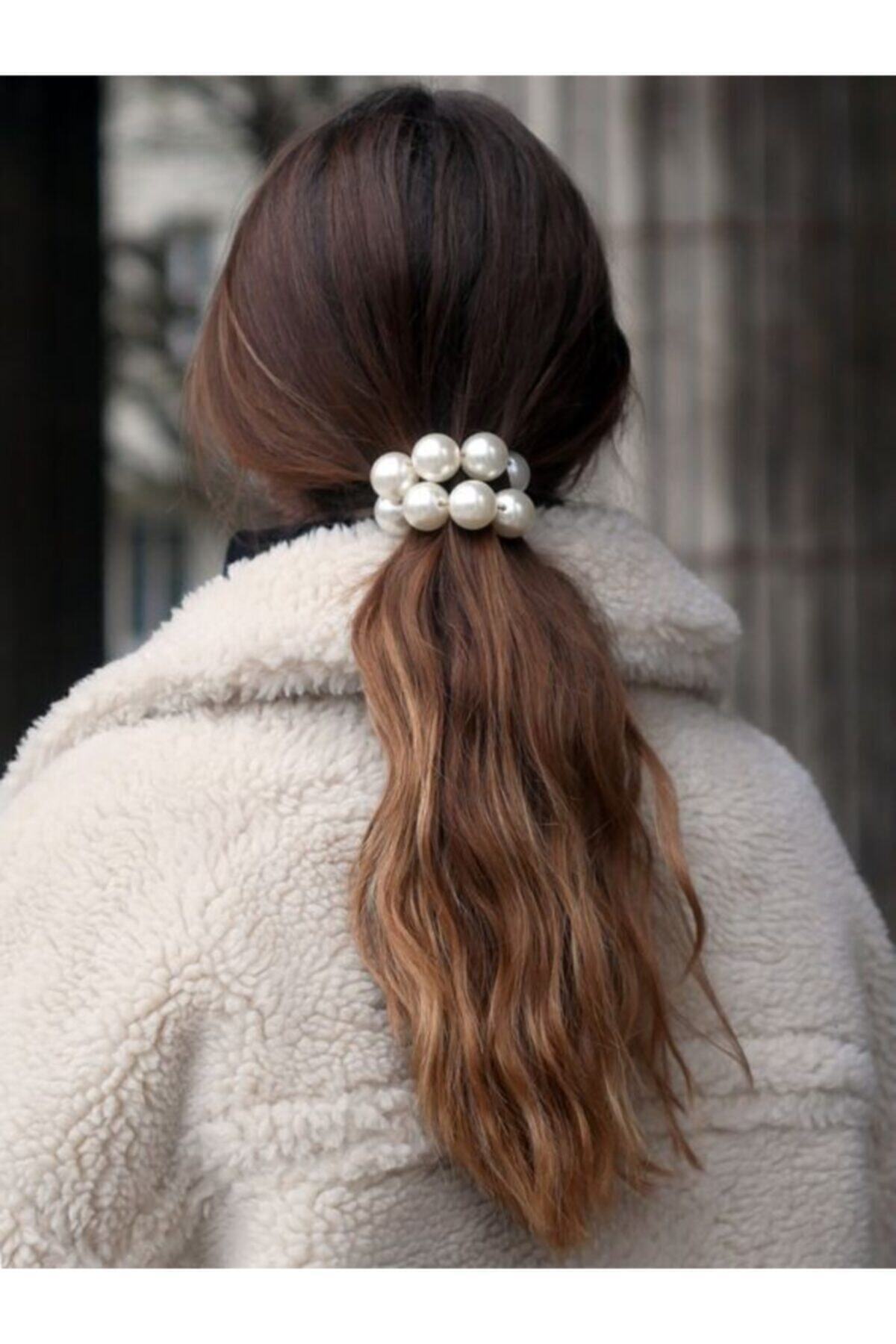 Marbling Kadın Incili Esnek Saç Tokası