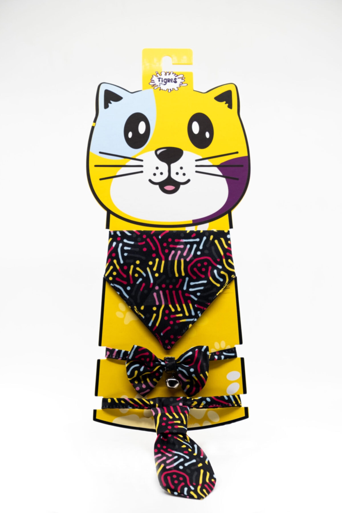 Tigres Neon Desenli Papyon-kravat-fular Kedi Tasma Takım