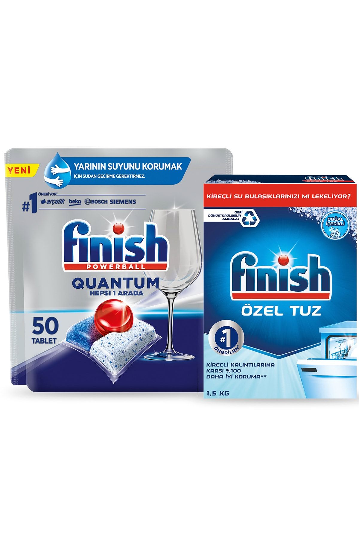 Finish Quantum 50 Tablet Bulaşık Makinesi Deterjanı + Tuz 1500 gr