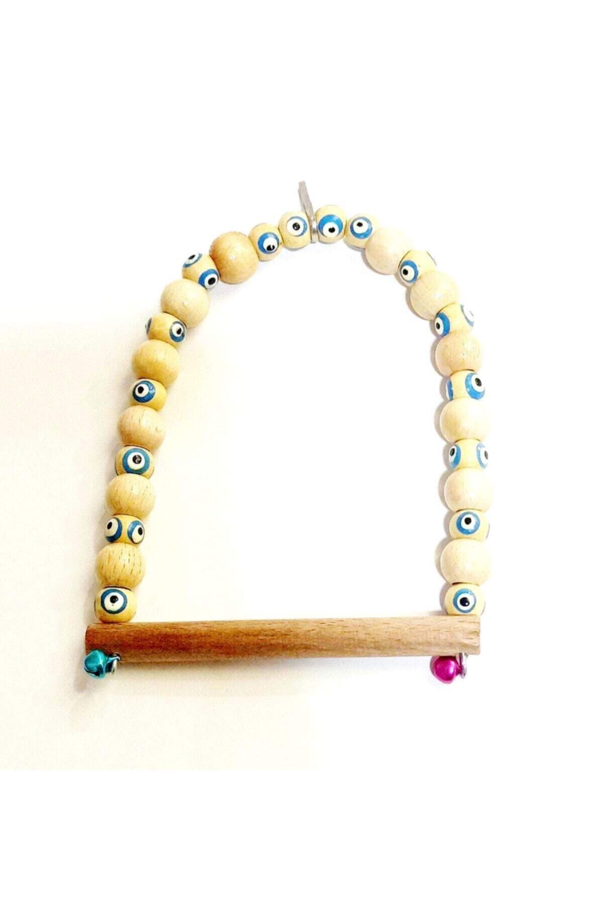 canlipetshop Nazar Boncuklu Kuş Salıncağı (ahşap)