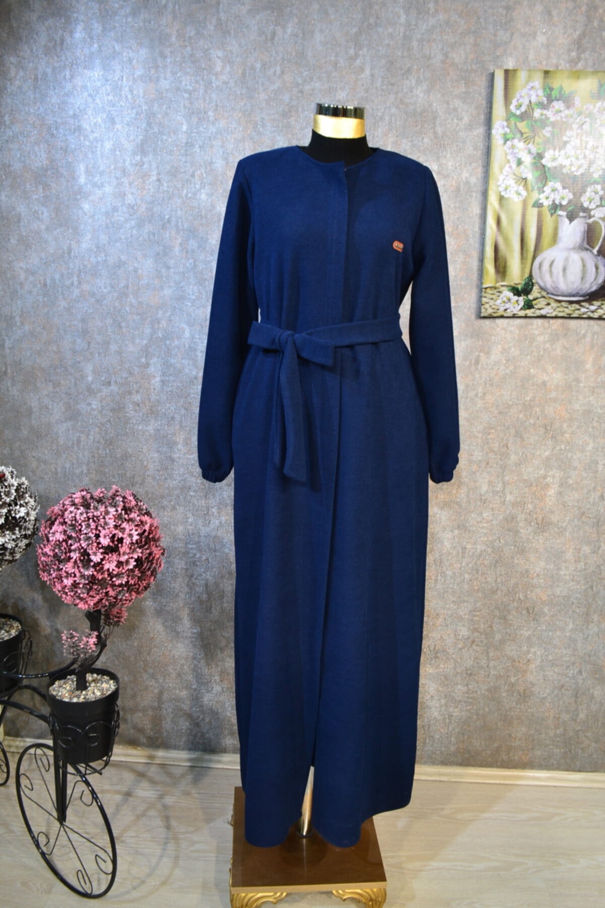 ESNUR TESETTÜR Mavi Kemerli Mevsimlik Pardesü