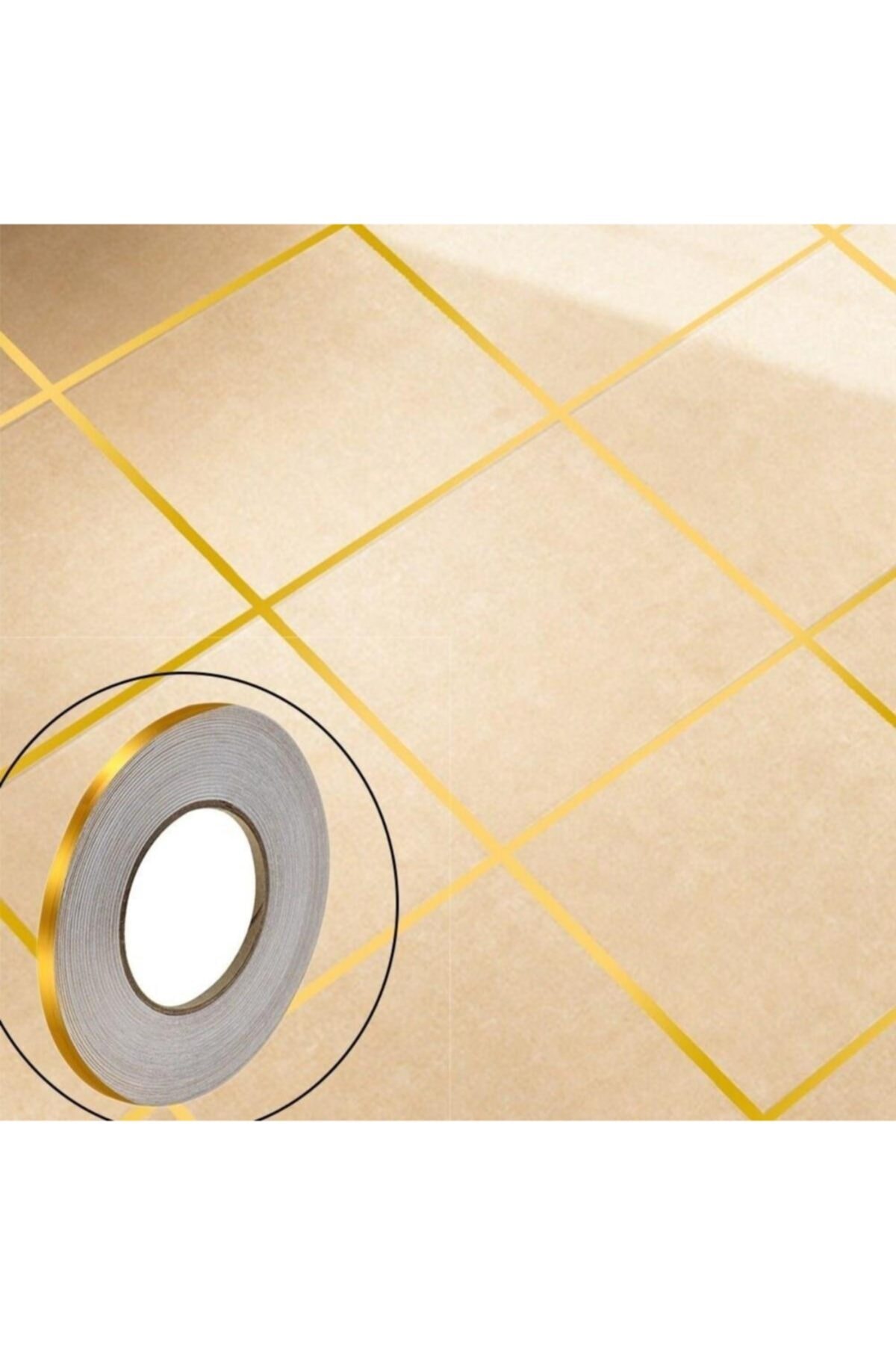 BRCTOPTAN 50 Metre Fayans Arası Şerit Dekoratif Yapışkan Renkli Dekor Su Geçirmez Sızdırmaz