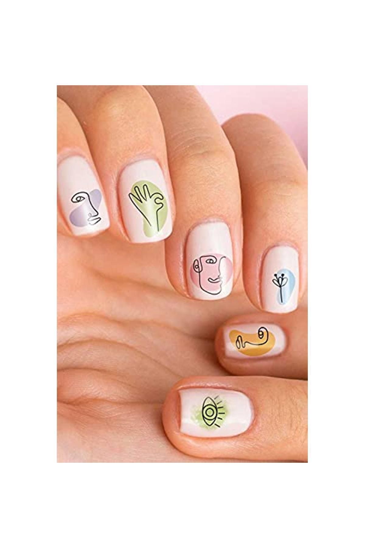 BRCTOPTAN Silüet Tırnak Dövmesi, Tırnak Tattoo, Nail Art, Tırnak Sticker