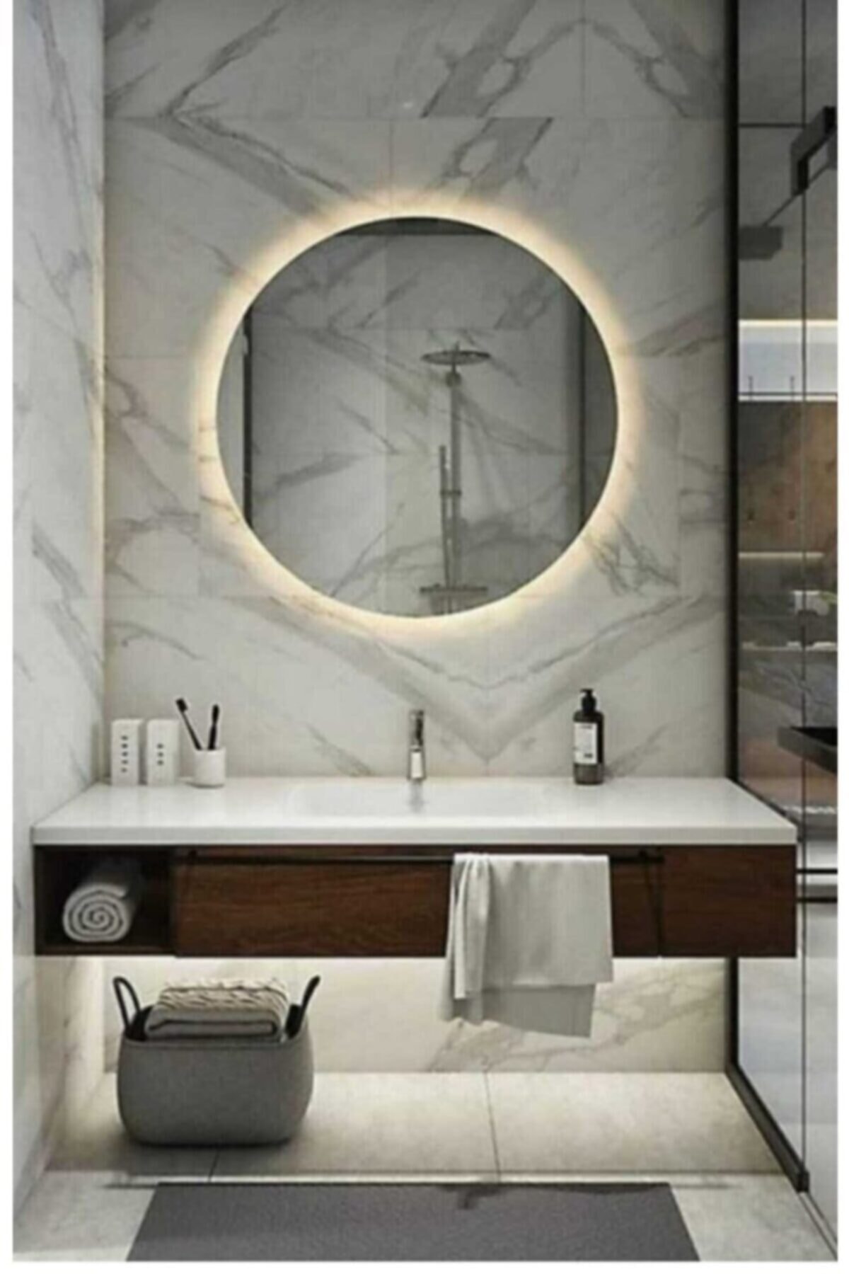 GLOBAL LED MIRROR Gümüş Renk Ledli Banyo Konsol Aynası 80 cm