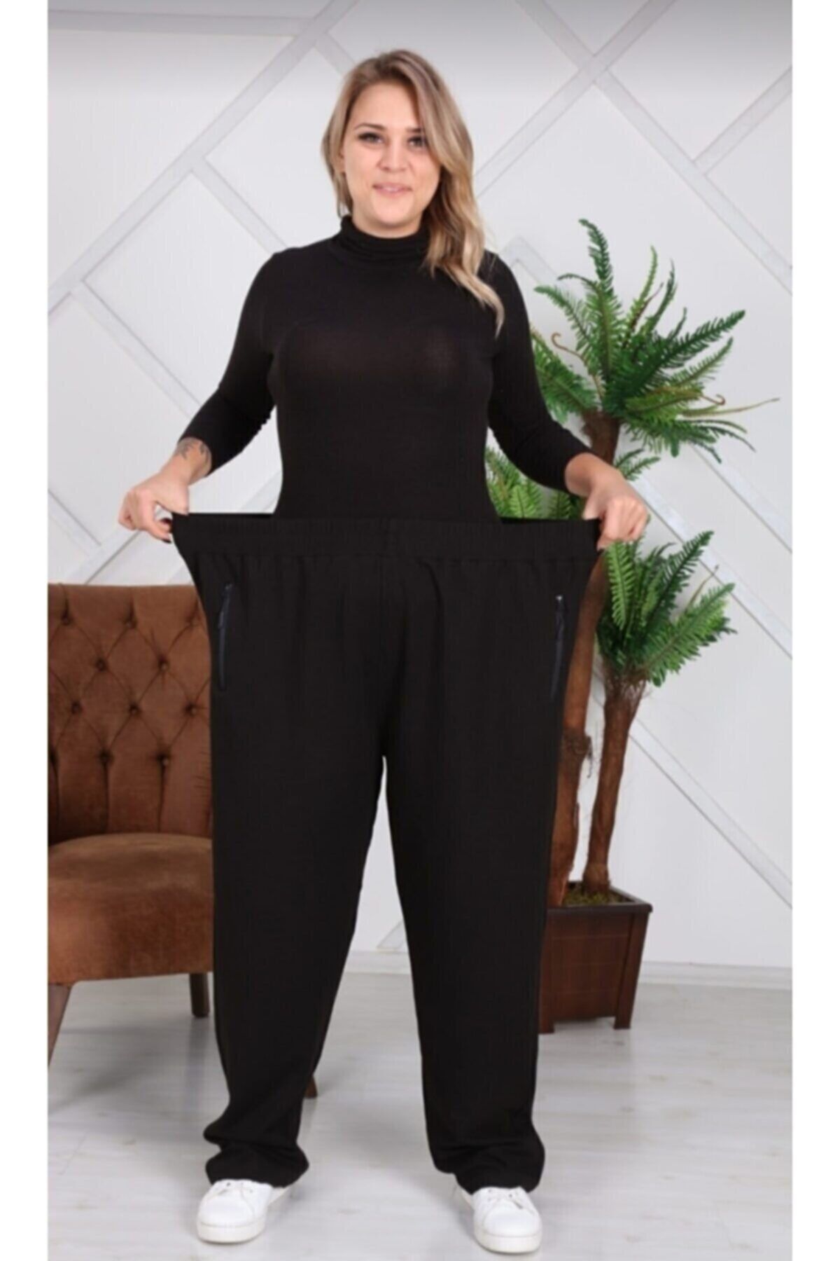 Classy mağazacılık Penye Likralı Unisex Siyah Battal Boy Eşofman Altı