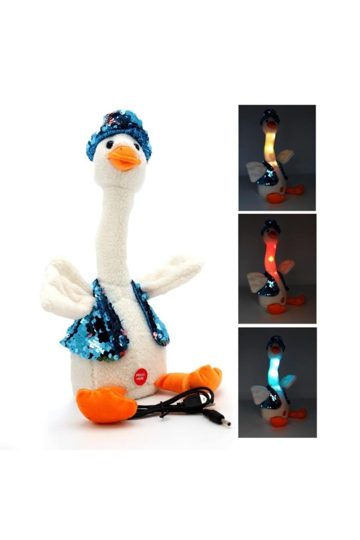 MR52 Konuşan Dans Eden, Müzikli Işıklı Saksı Ördek Peluş Oyuncak
