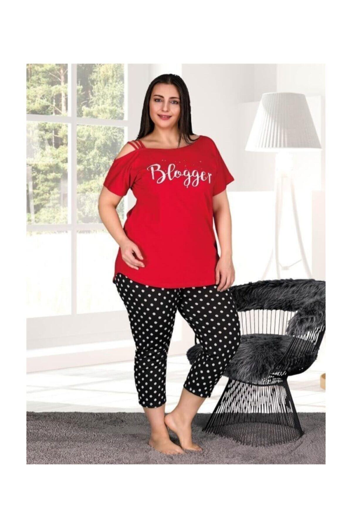 Lady Büyük Beden Puantiyeli Kapri Takım 10507