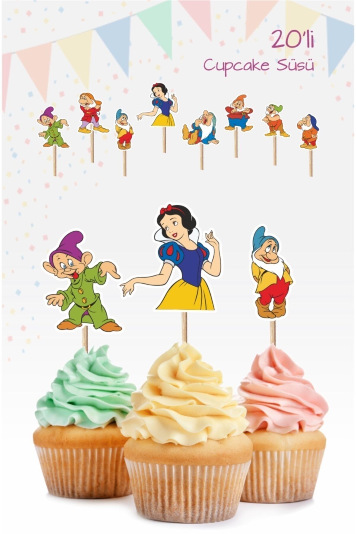 neseligünlerim Pamuk Prenses Cupcake Kürdan Süsü *kalın Kağıt