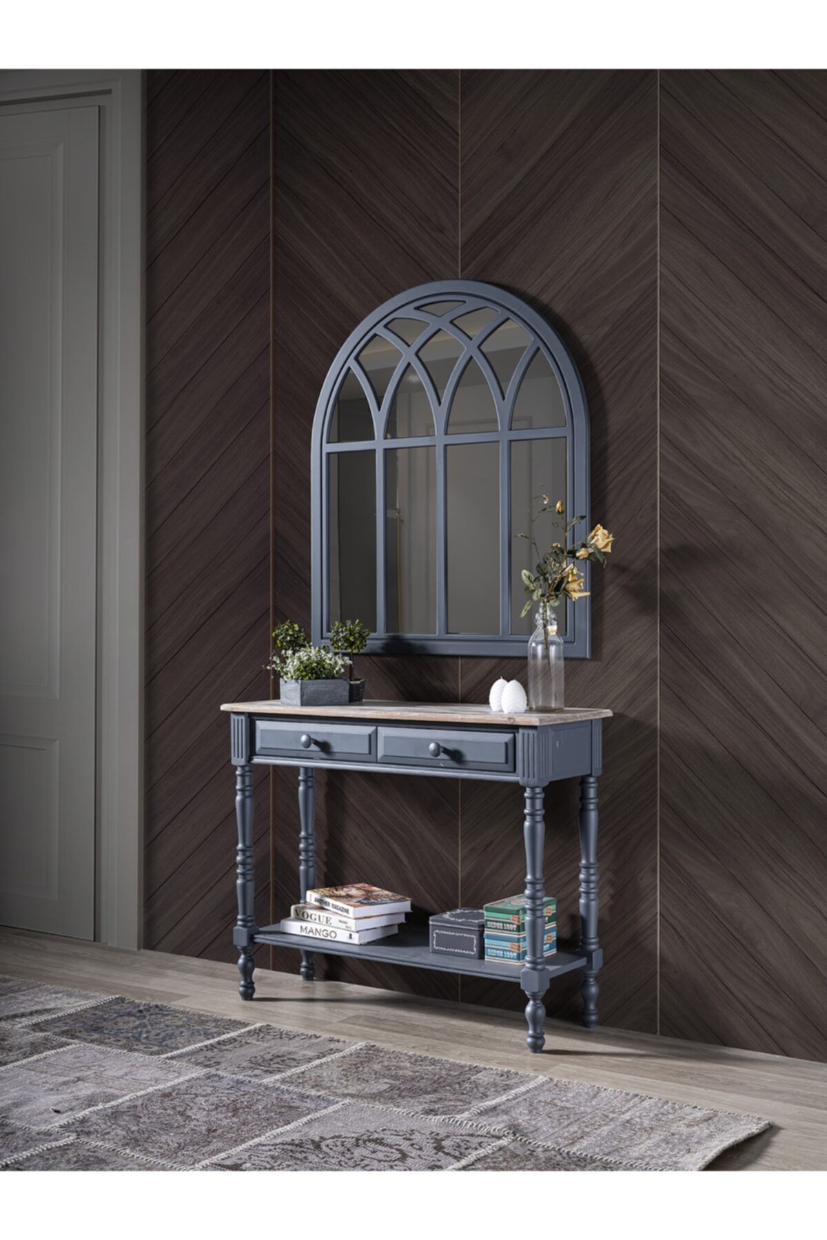Albero Home Barbery Gri Masif Dresuar Ayna Takım