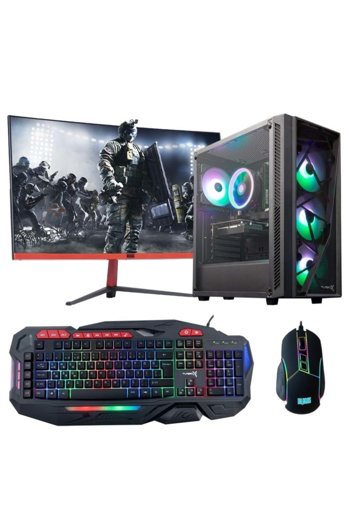 DRAGOS Drx925 I5 9400f 16gb Ram 256gb M.2 Nvme Ssd 4gb Gtx1050ti 23.6'' Curved Oyun Pc Bilgisayarı