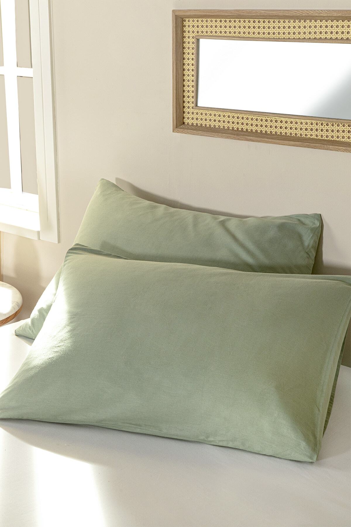 English Home Düz Pamuklu 2'li Yastık Kılıfı 50x70 Cm Çağla Yeşili
