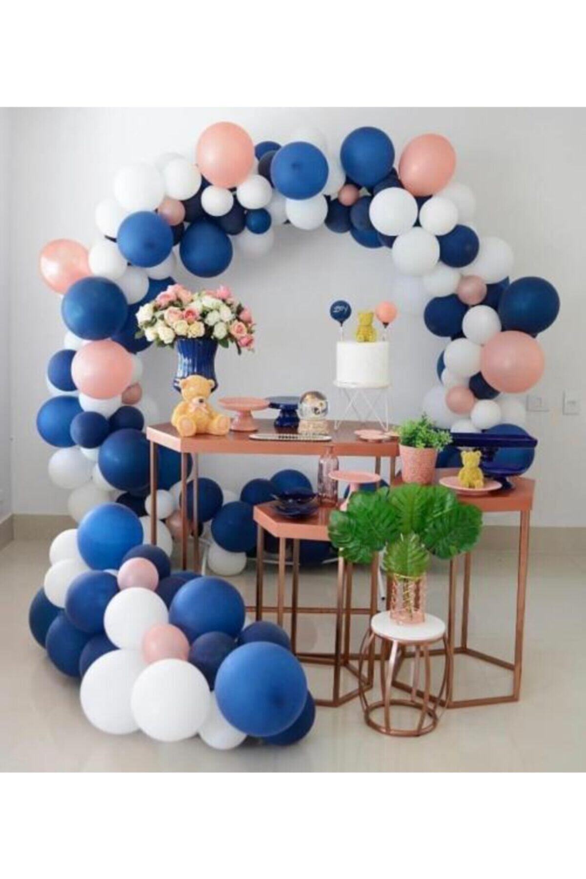 MAVİ PARTY Lacivert Beyaz Balon Zincir 80 Adet