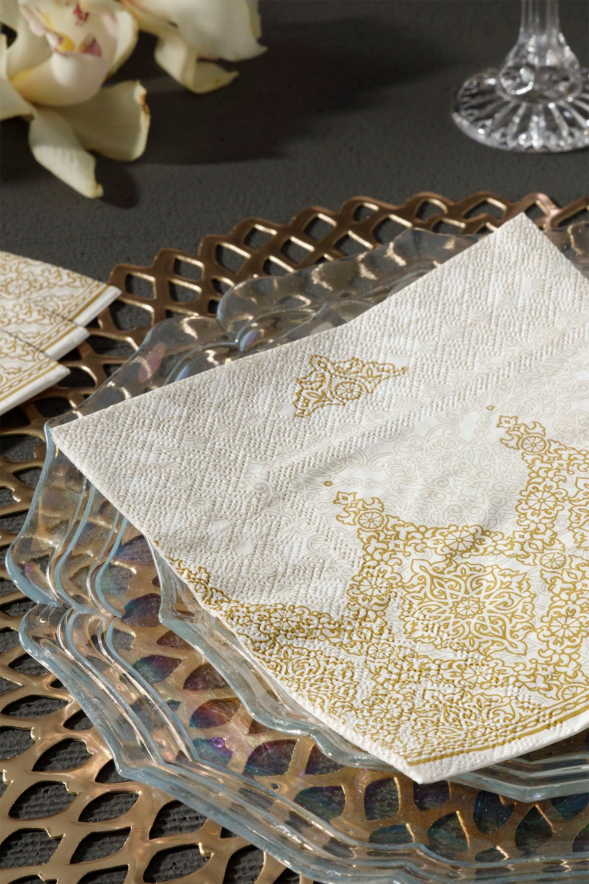 English Home Malinda Kağıt 20 Adet Kağıt Peçete 33x33 Cm Gold