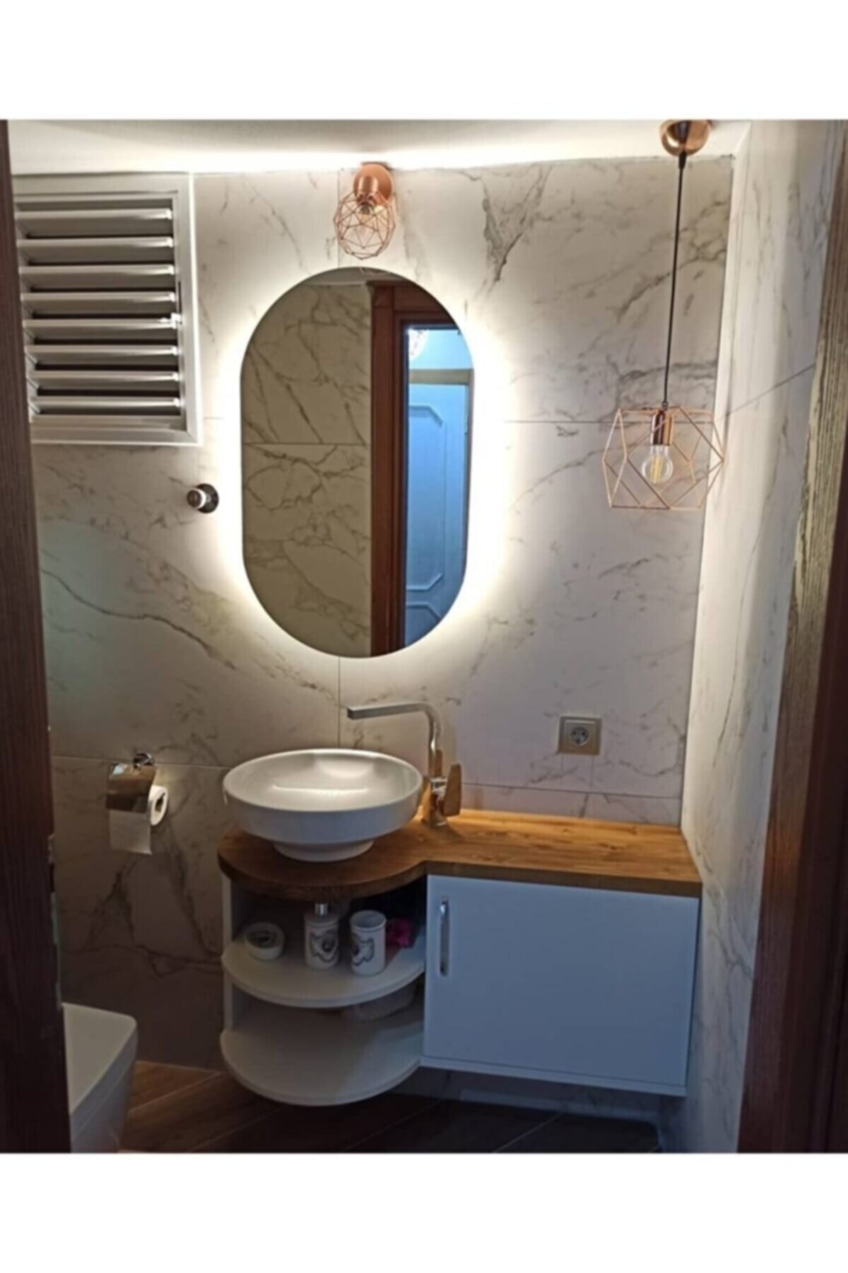 GLOBAL LED MIRROR 70*40 Günışığı Ledli Kenarları Oval Ayna Banyo Aynası Kenarı Oval