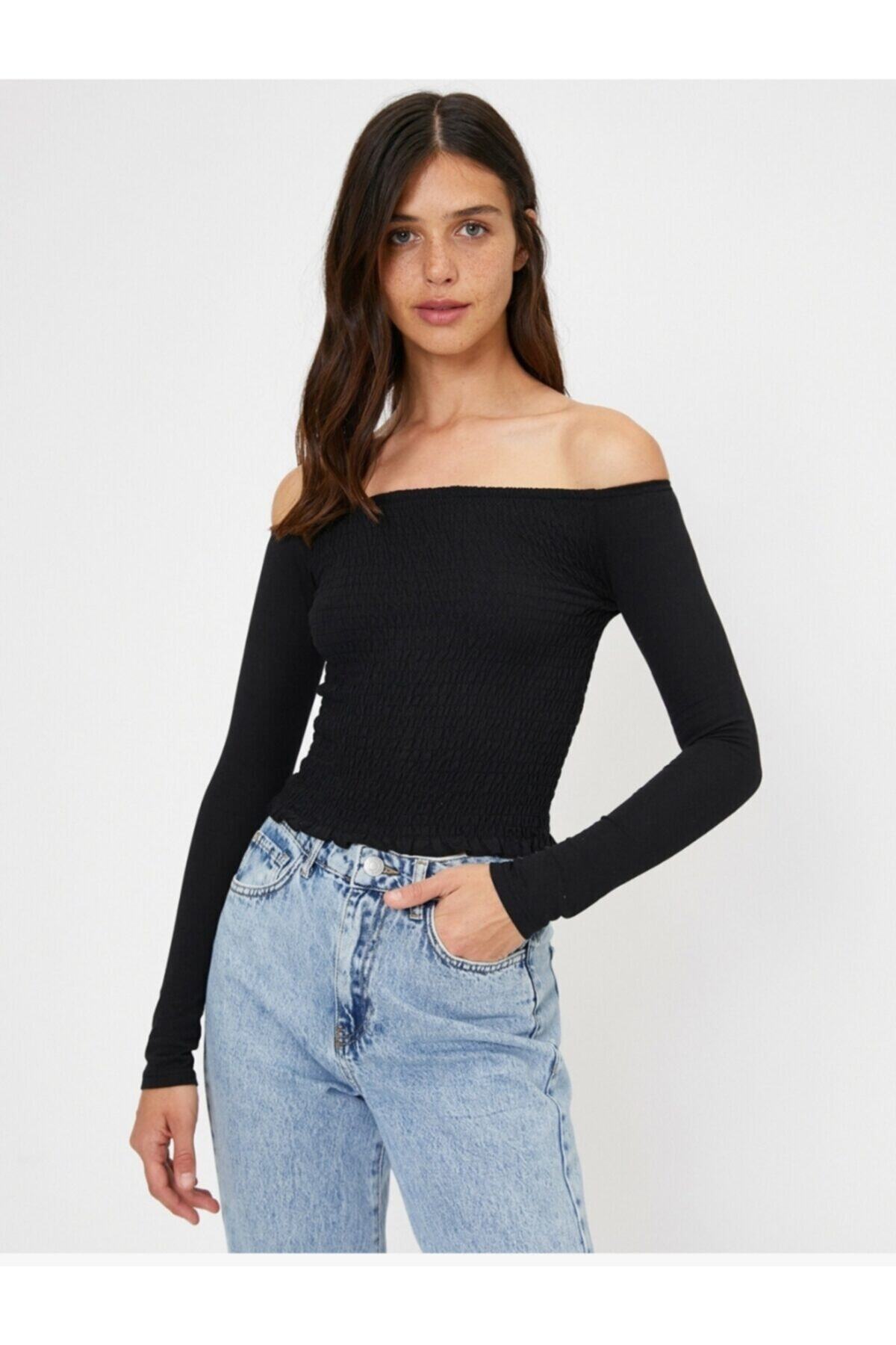 women boutique Omzu Açık T-shirt