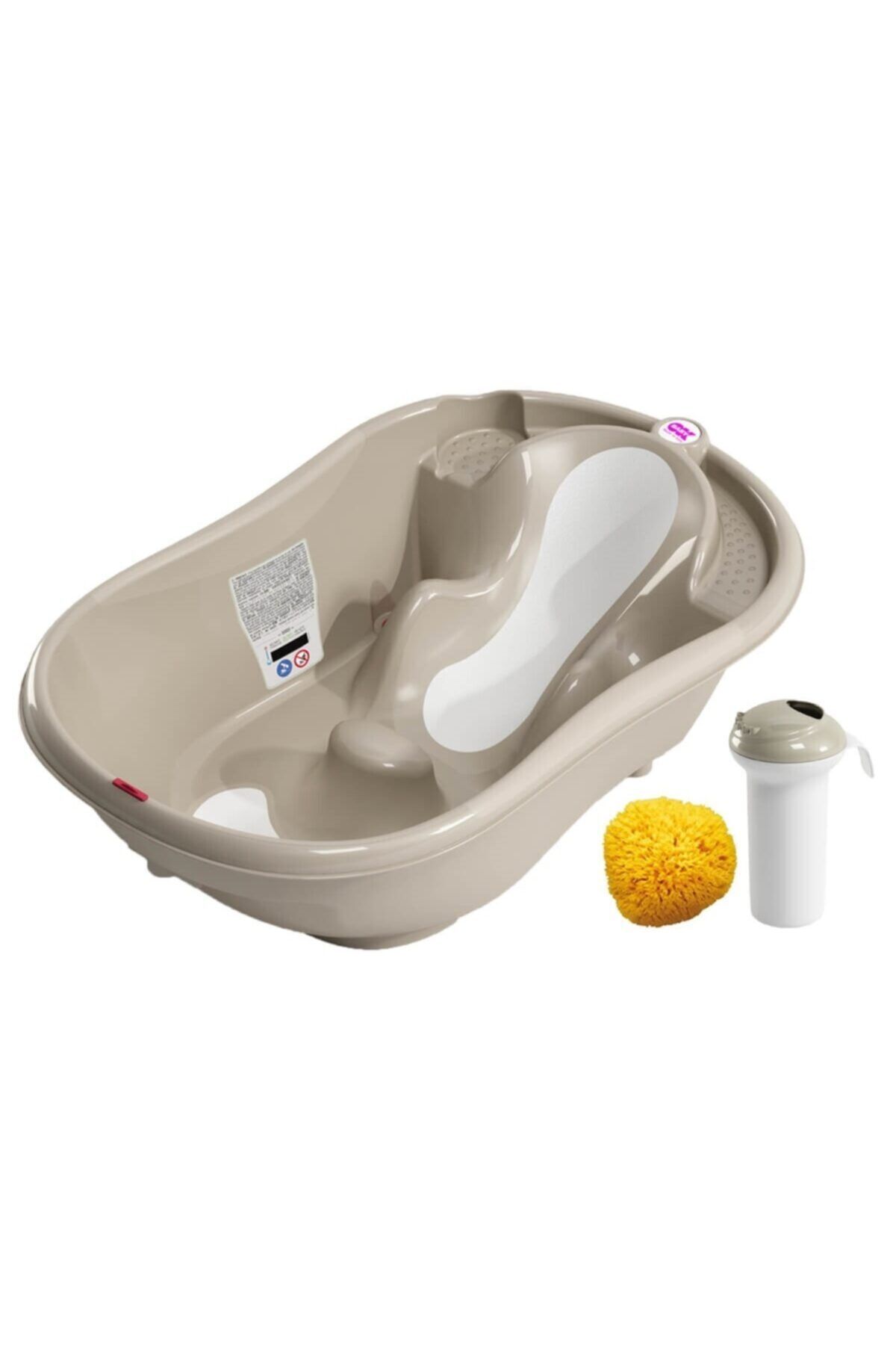 OK Baby Okbaby Onda Evol Banyo Küveti & Splash Bebek Duşu & Doğal Banyo Süngeri No.10 / Gri