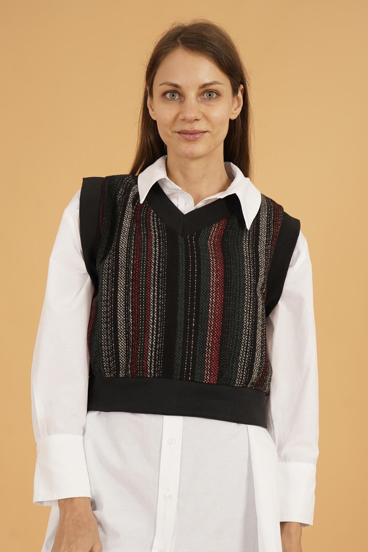 MissVina K-9080 Y Kısa Çizgili Süeter