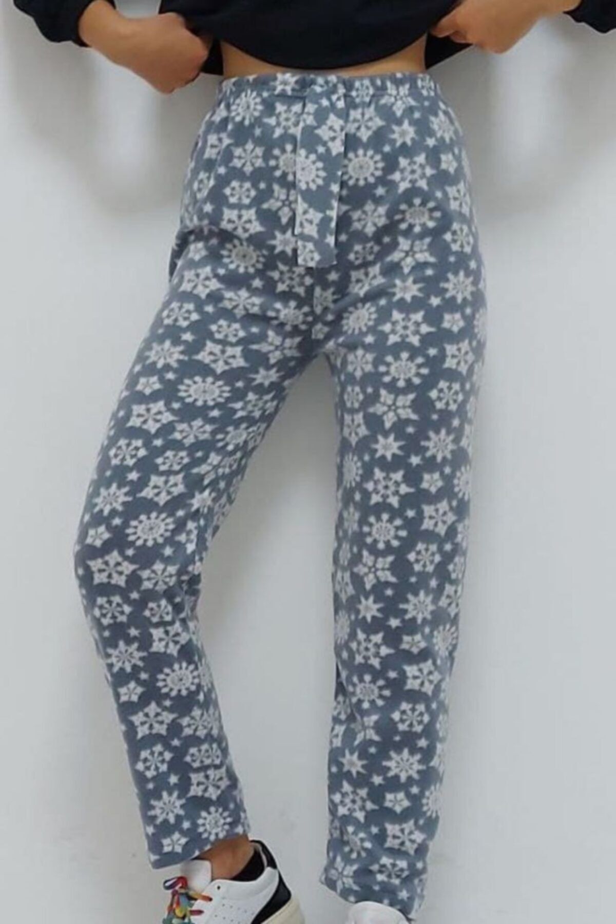 YENİĞÜN STORE Kar Desenli Pijama Altı Gri
