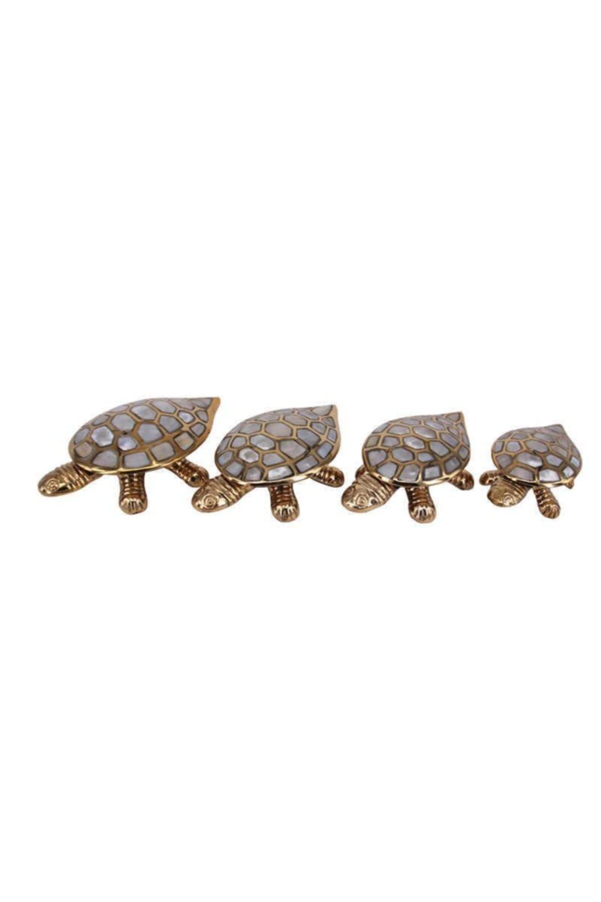 Dreamsshop Kaplumbağa 4'lü Set Sedefli Pirinç Biblo Dekoratif Hediyelik
