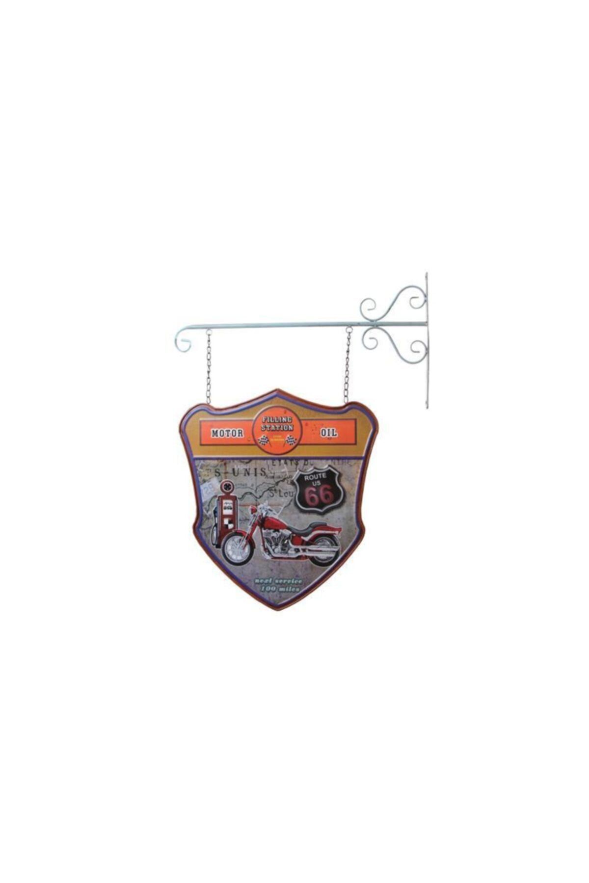 Dreamsshop Dekoratif Çift Yönlü Route 66 Temalı Ferforje Askı