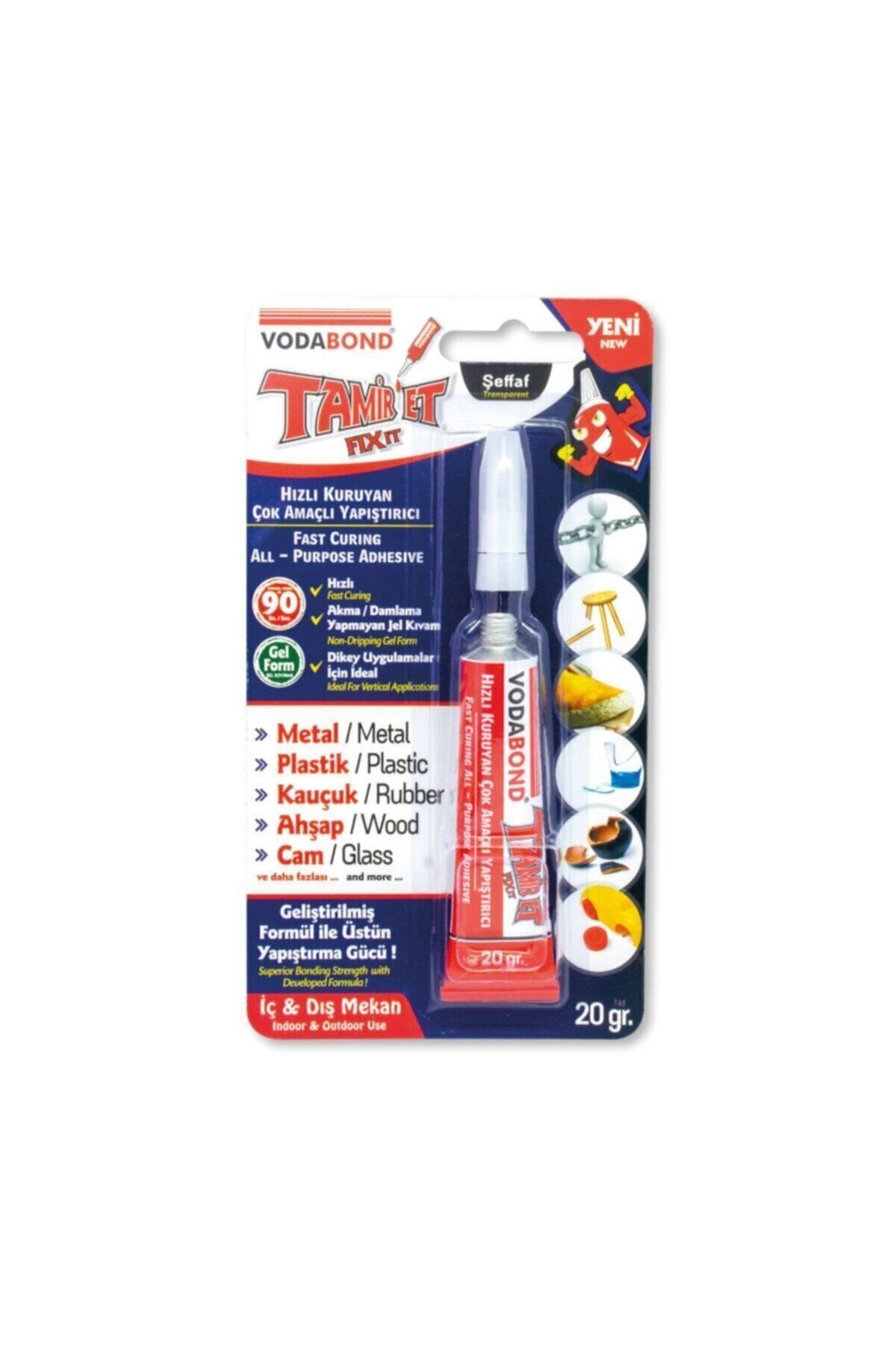 Vodabond Tamir-et Montaj Yapıştırıcı | Metal • Kauçuk • Plastik • Seramik • Cam • Ahşap | 20 Gr. Şeffaf