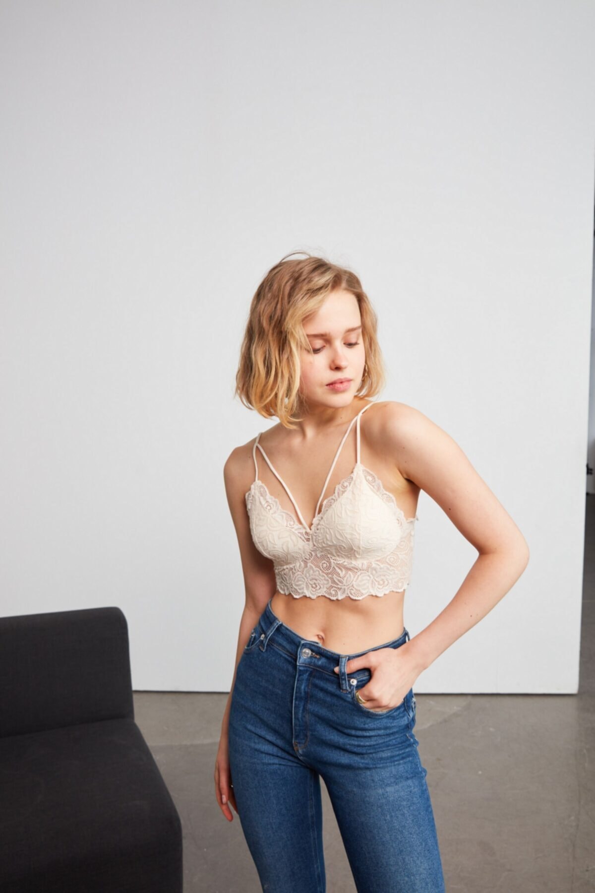 VATKALI Dantel Bralet Bej