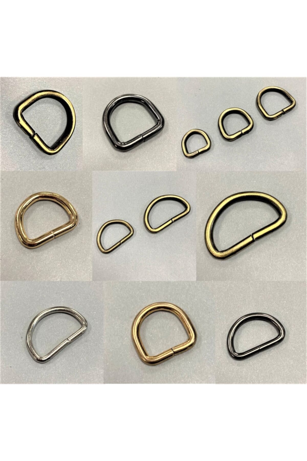 ipekbazaar 10'lu D Halka Çanta Aksesuar Deri Hobi Metal Çanta Halkası Antik-4x2,2cm