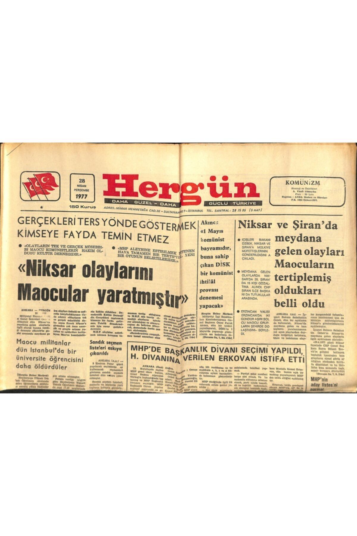 Gökçe Koleksiyon Hergün Gazetesi 28 Nisan 1977