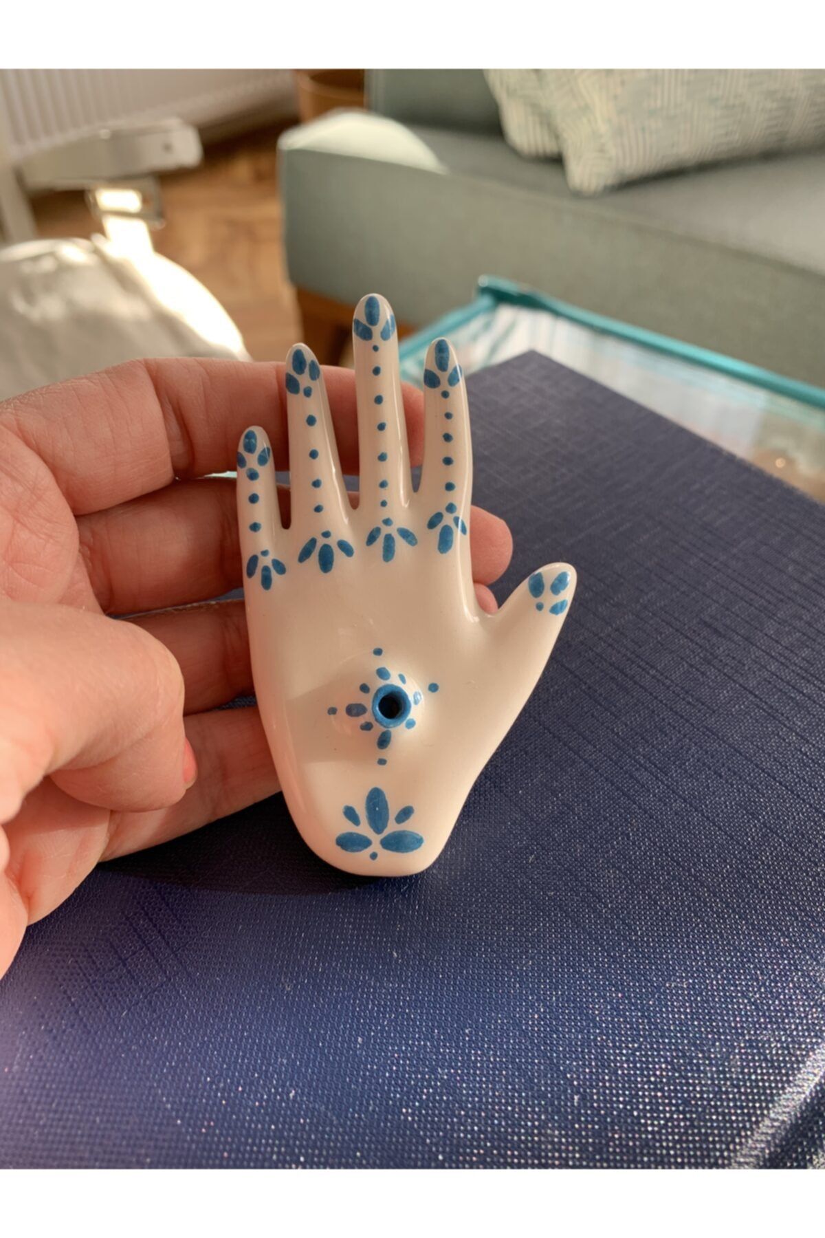 Duygu Çöklü Studio Rustik Desenli Küçük Tütsülük Turkuaz
