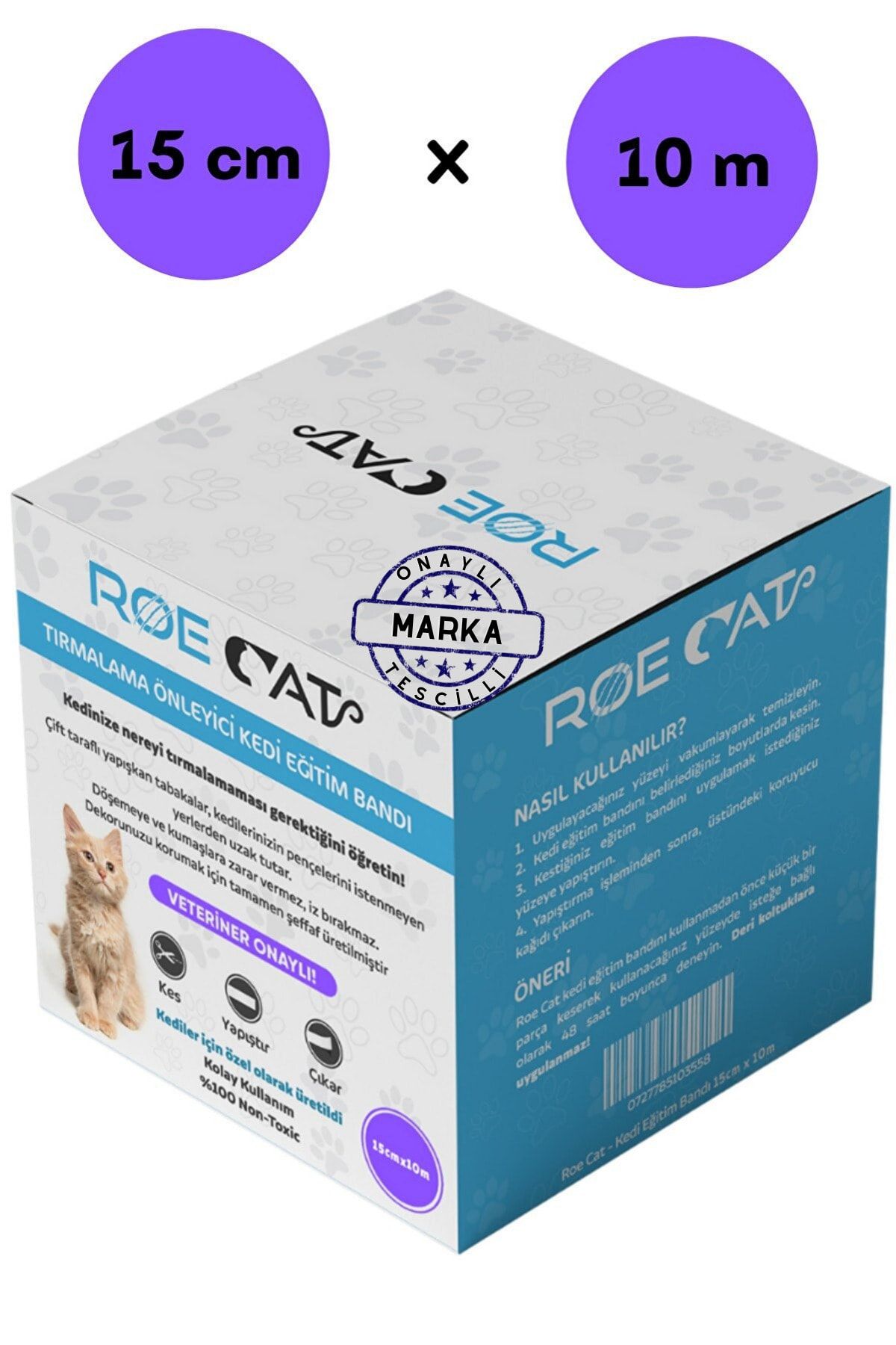 Roe Cat Kedi Eğitim Bandı, Mobilyalar Için Tırmalamaya Karşı Önleyici, %100 Şeffaf, Non-toxic, 15cm X 10m