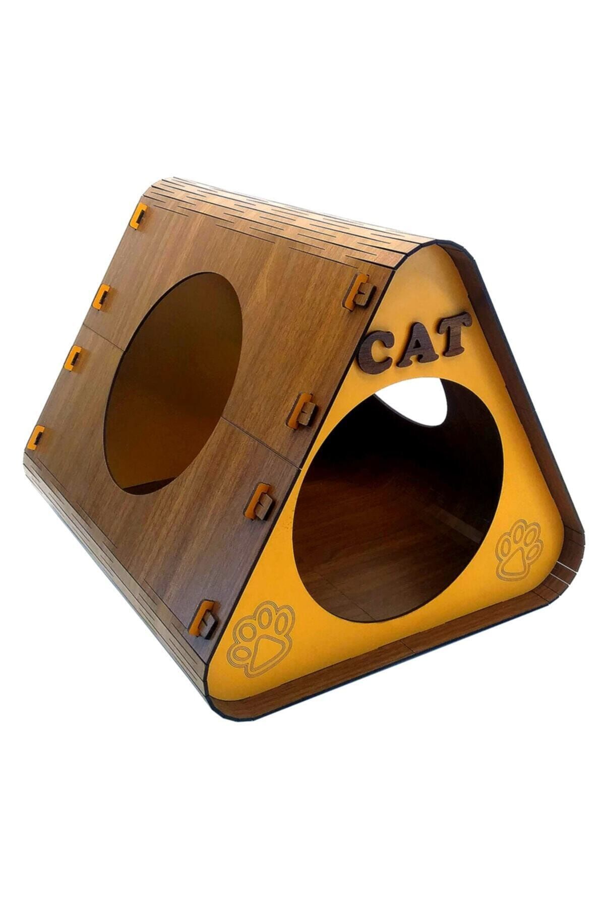 btf Kedi Evi Ve Köpek Evi (PORTATİF, ÜÇ GİRİŞLİ, AHŞAP 3MM MDF) Kedinizin Ismini Yazalım