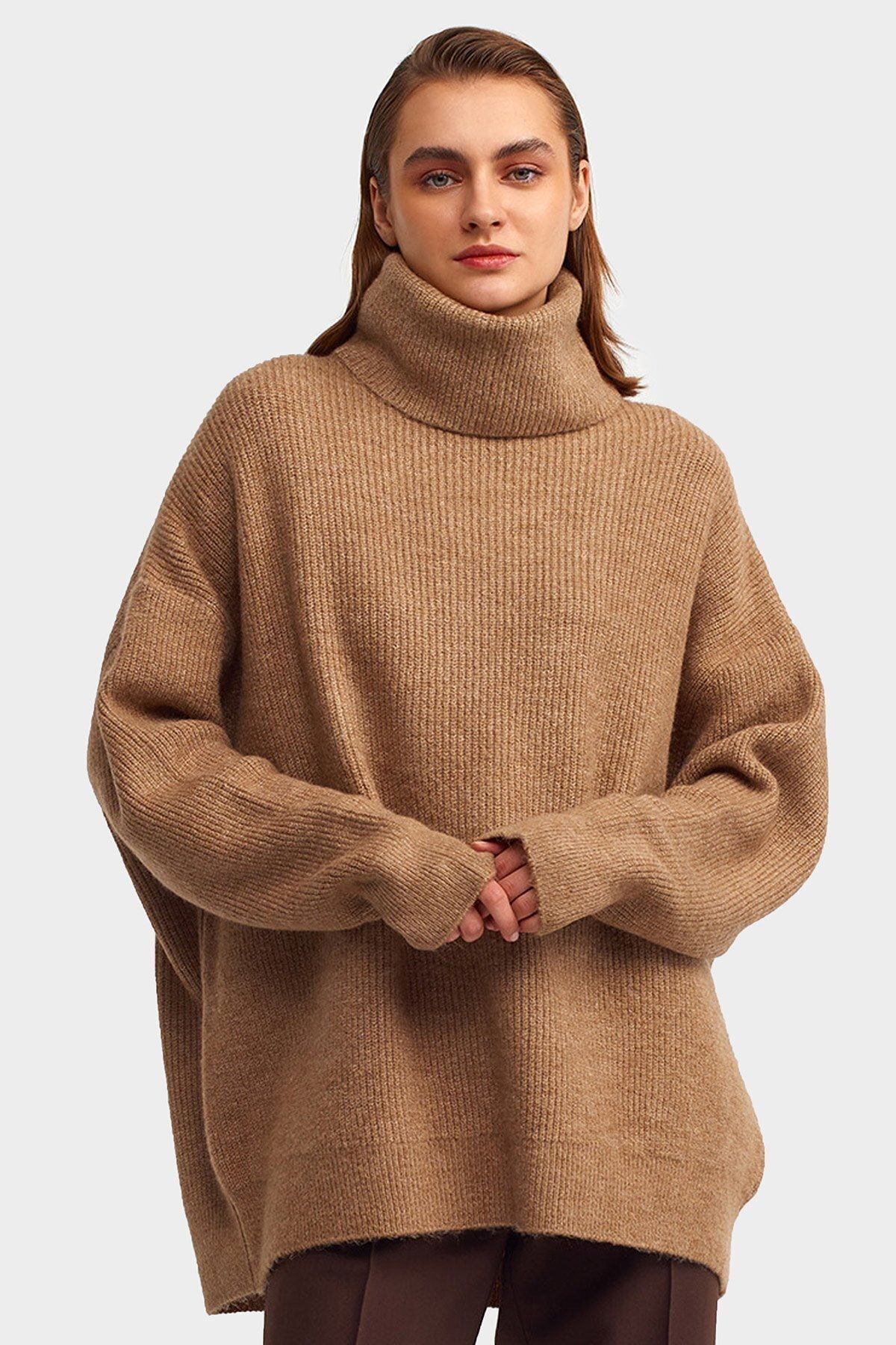 Açelya Okcu Balıkçı Yaka Oversize Kazak