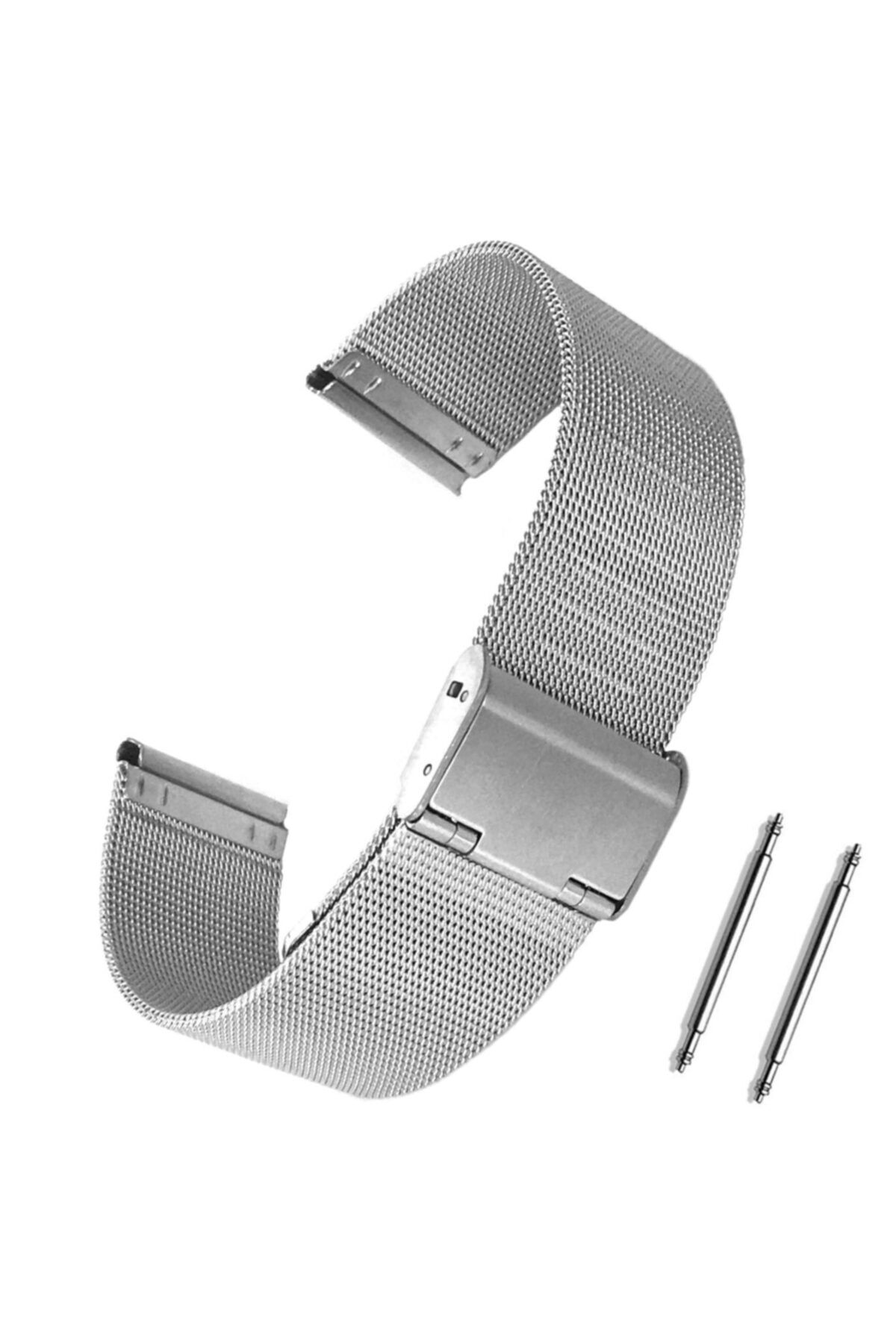 Chrono Metalik Gri Gümüş Renk Hasır Çelik Kordon 12mm Kayış