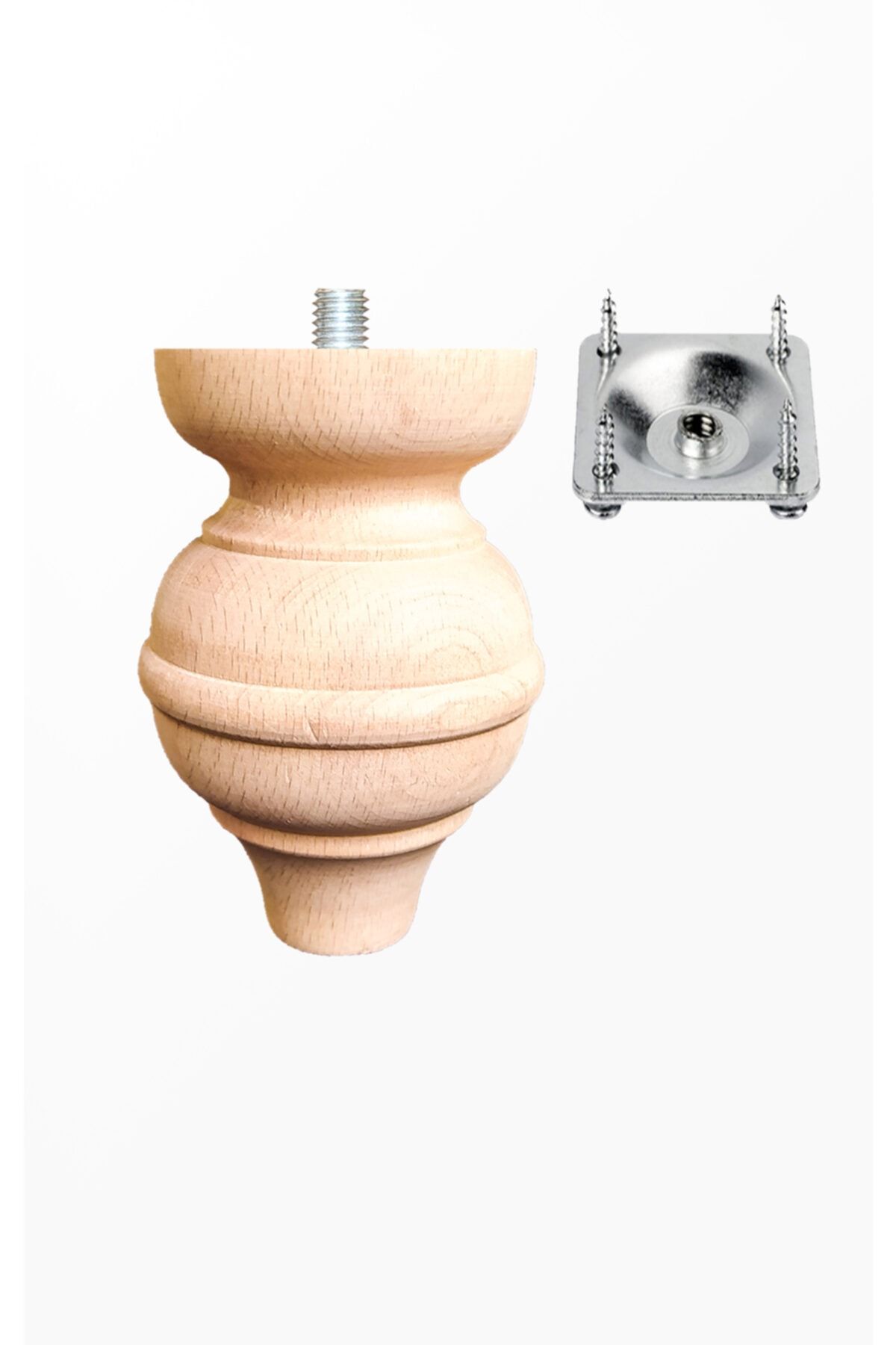 turanahşap Ahşap Mobilya Ayağı - Uzunluk: 12 Cm Çap: 7.5 Cm