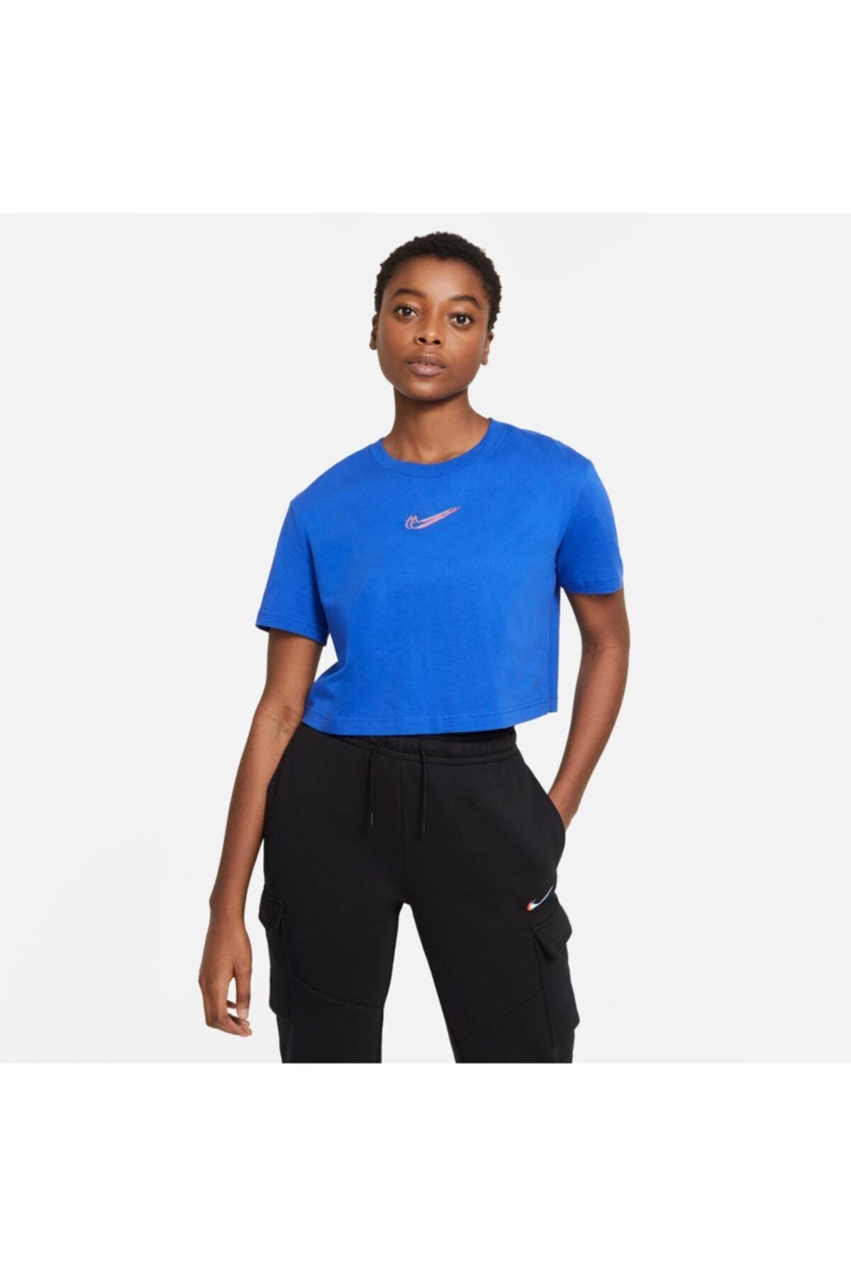 Nike Sportswear Crop Prnt Kadın Mavi T-shirt Dj4125 - 480