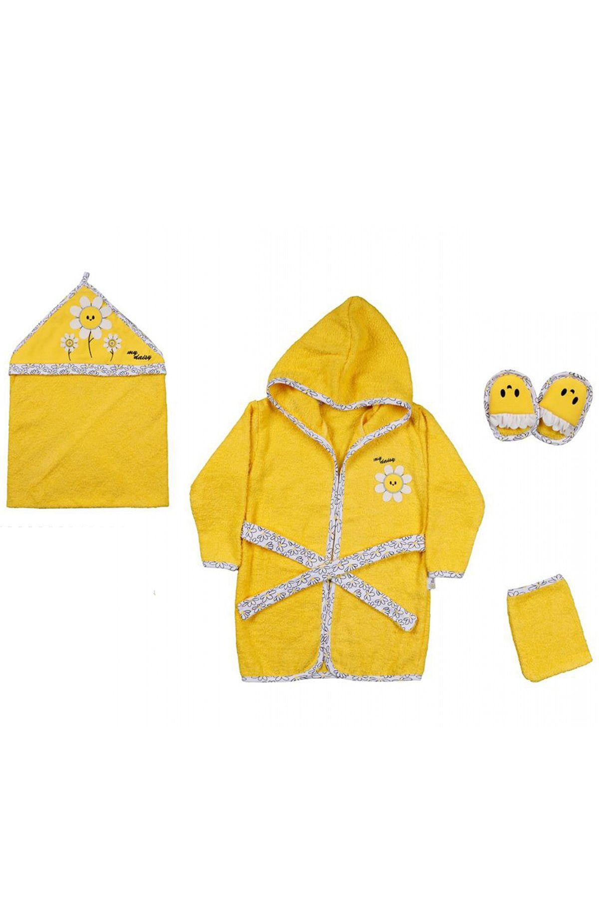 Miniworld Kız Bebek Papatyalı Bornoz 5 Li Takım