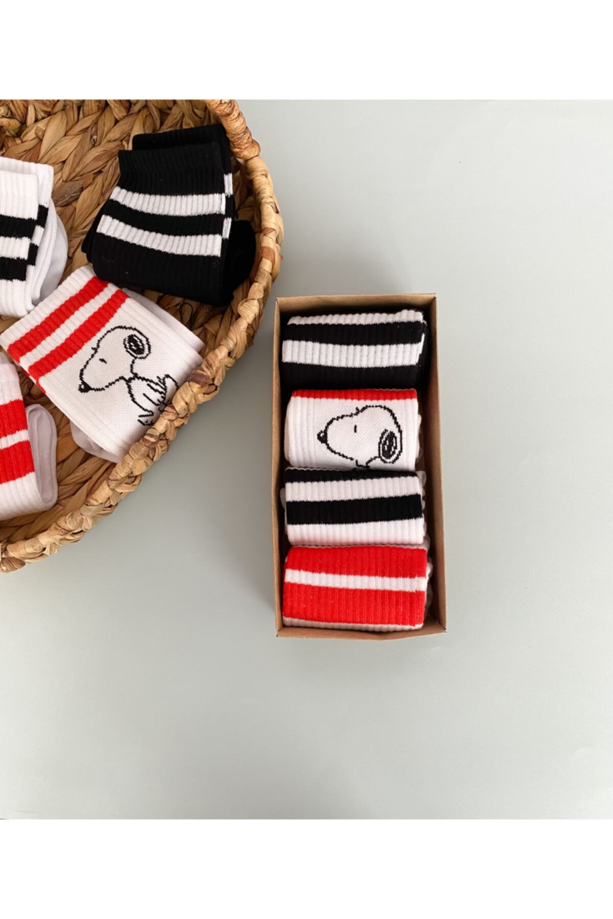 Lua Collection Unisex Renkli Çemberli Desenli 4’lü Spor Çorap Seti