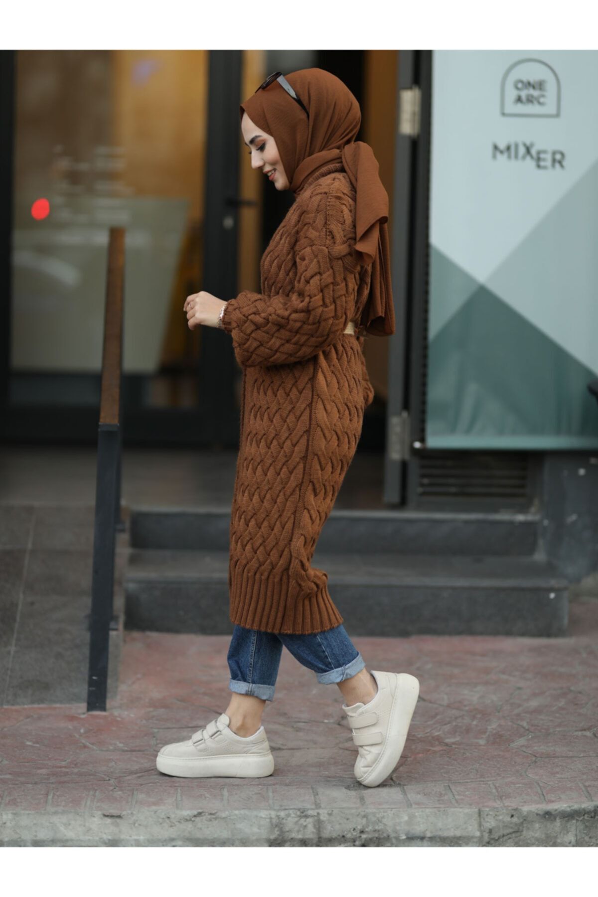 MODA NARE Örme Triko Hırka Kahverengi