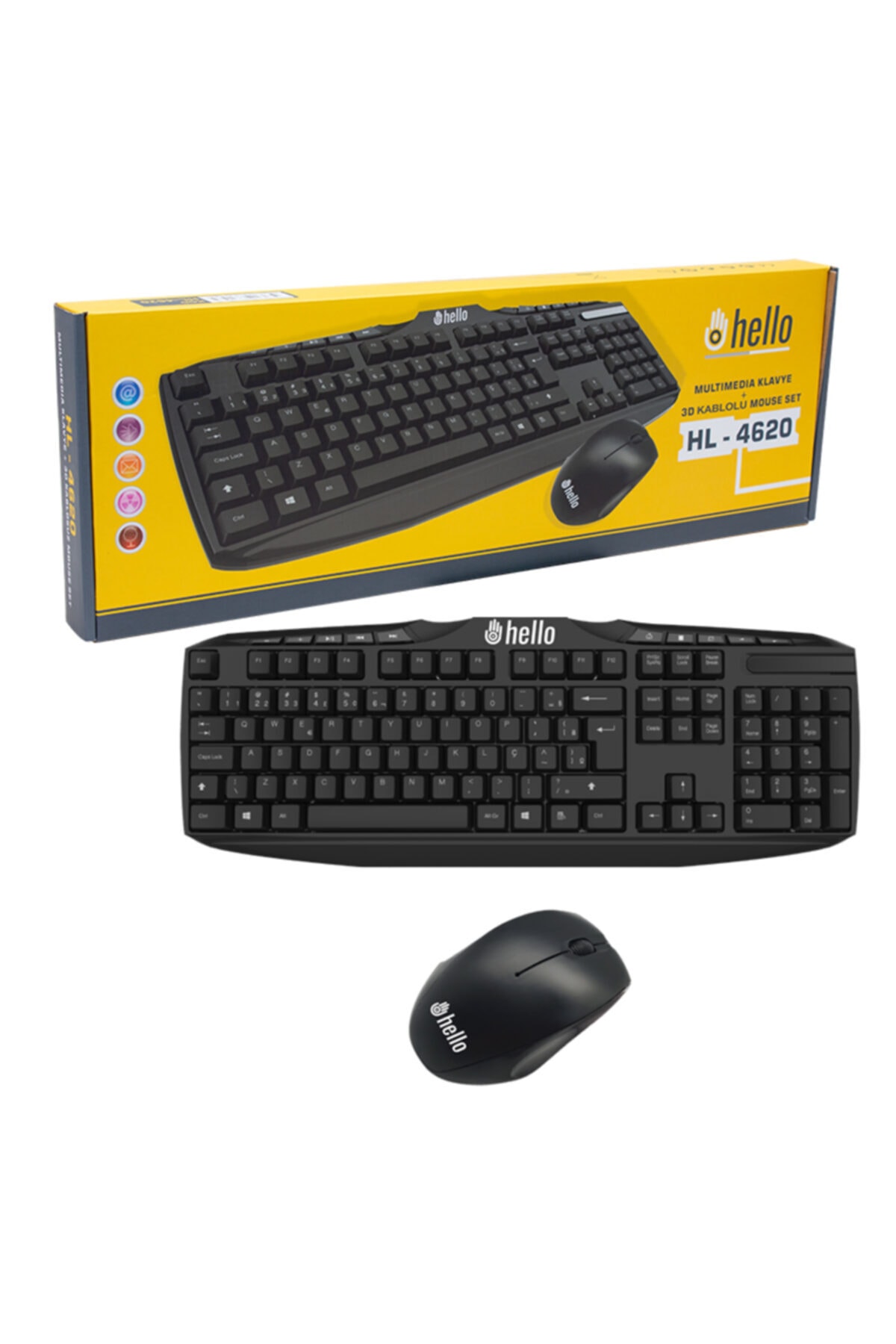HELLO Hl-4620 Multımedıa Klavye + 3d Mouse Kablolu Set