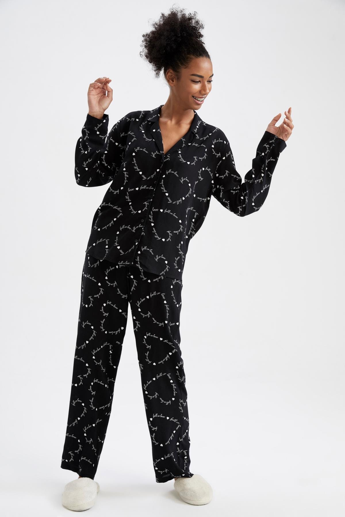 DeFacto Regular Fit Kalp Desenli Pijama Alt