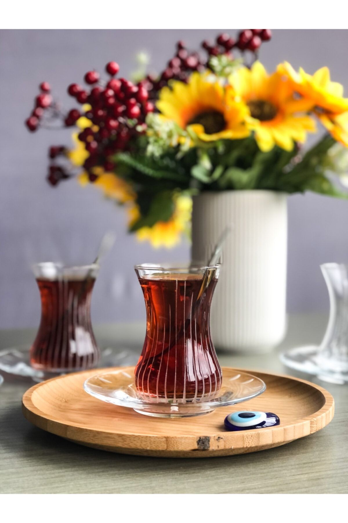 KCD Işıl El Dekoru Kesme Çay Seti 6 Kişilik 12 Parça