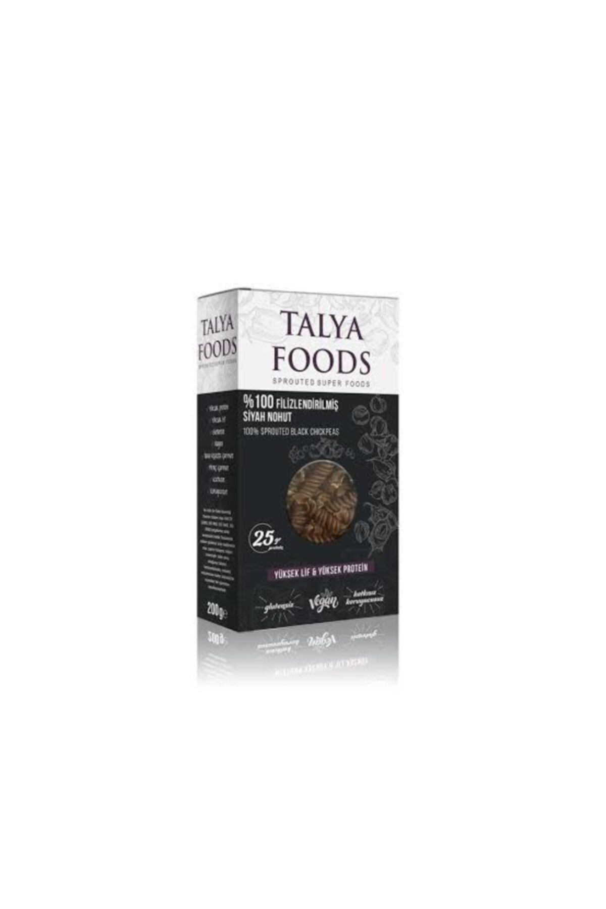 TALYA FOODS Glutensiz Makarna %100 Filizlendirilmiş Siyah Nohut Makarnası 200 gr