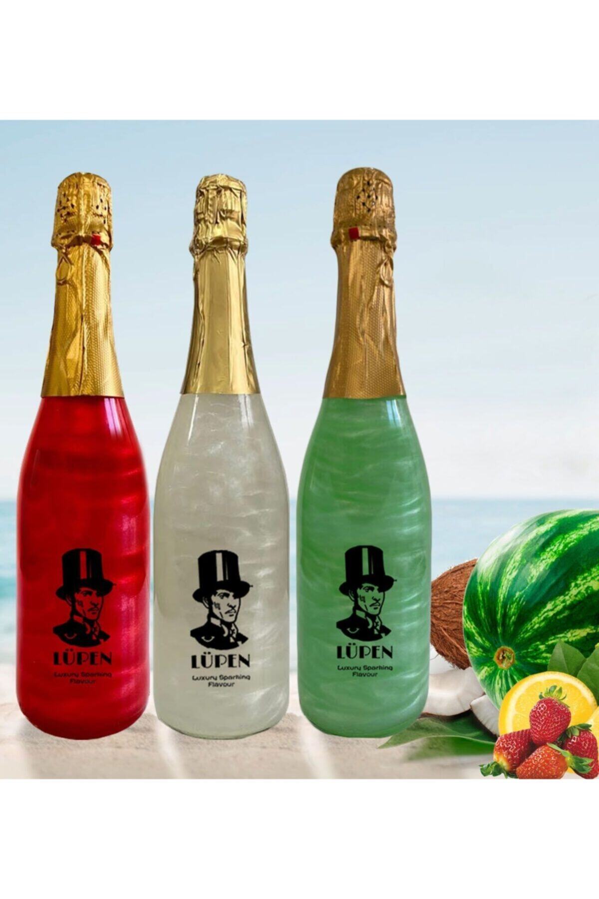 Lüpen Simli Lux Karpuz Çilek Coconat Nane Limon 750ml Alkolsüz Gazlı İçecek 3 Adet