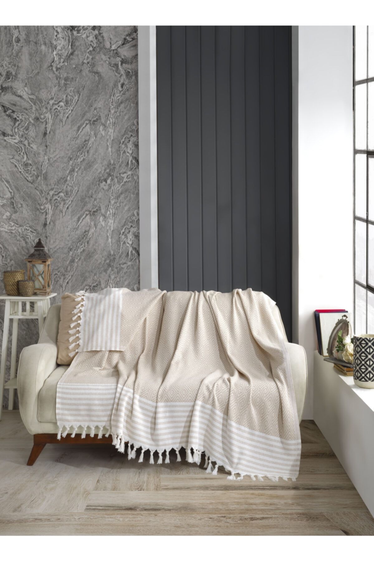 Miracolo Home Pamuklu Yumuşak Koltuk Kanepe Çekyat Örtüsü Özel Kaymaz Tasarım 170x210 Cm 1250 Gr Çok Amaçlı Örtü