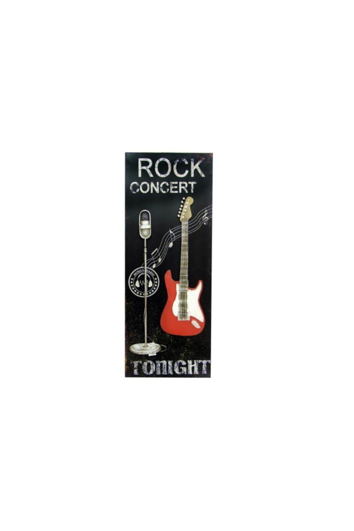 Dreamsshop Pano Kırmızı Gitar Temalı Vintage Dekoratif Ev Ofis Hediyelik