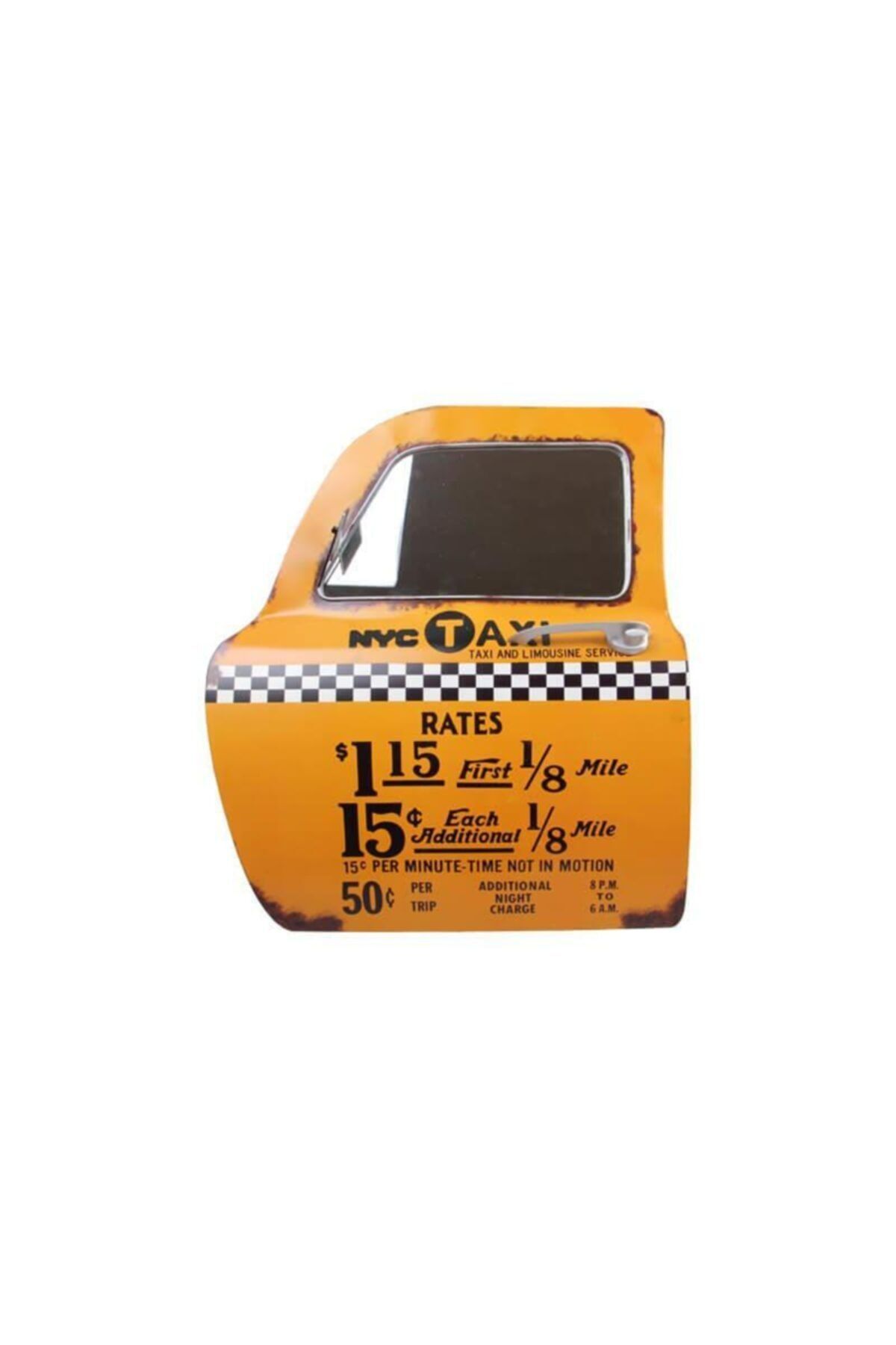 Dreamsshop Dekoratif Newyork Taxi Temalı Sarı Araba Kapısı Ayna