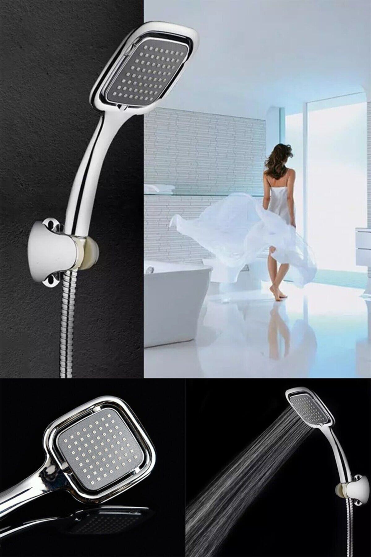 Bayer Siyah Kare Banyo Duş Seti Hortum Mafsal Ve Başlık Set